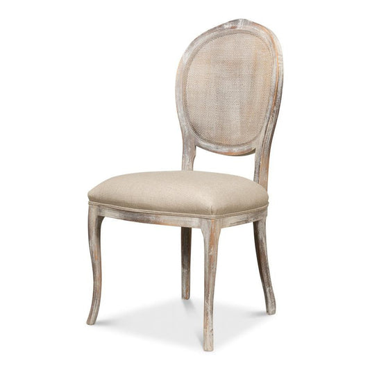 The French Country Cane Back Chair - Grey Oak, Hopsack-Dining Chair-tbgypsysoul