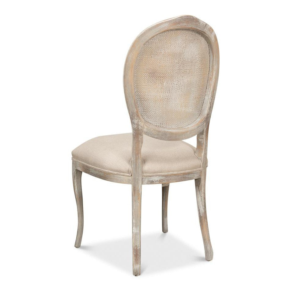 The French Country Cane Back Chair - Grey Oak, Flax-Dining Chair-tbgypsysoul