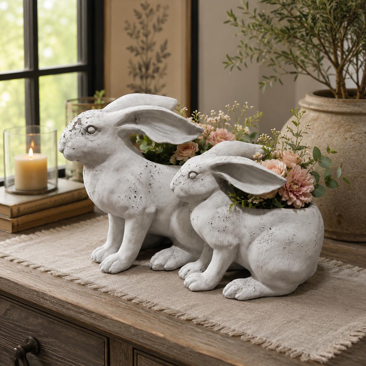 RESIN RABBIT PLANTER-tbgypsysoul