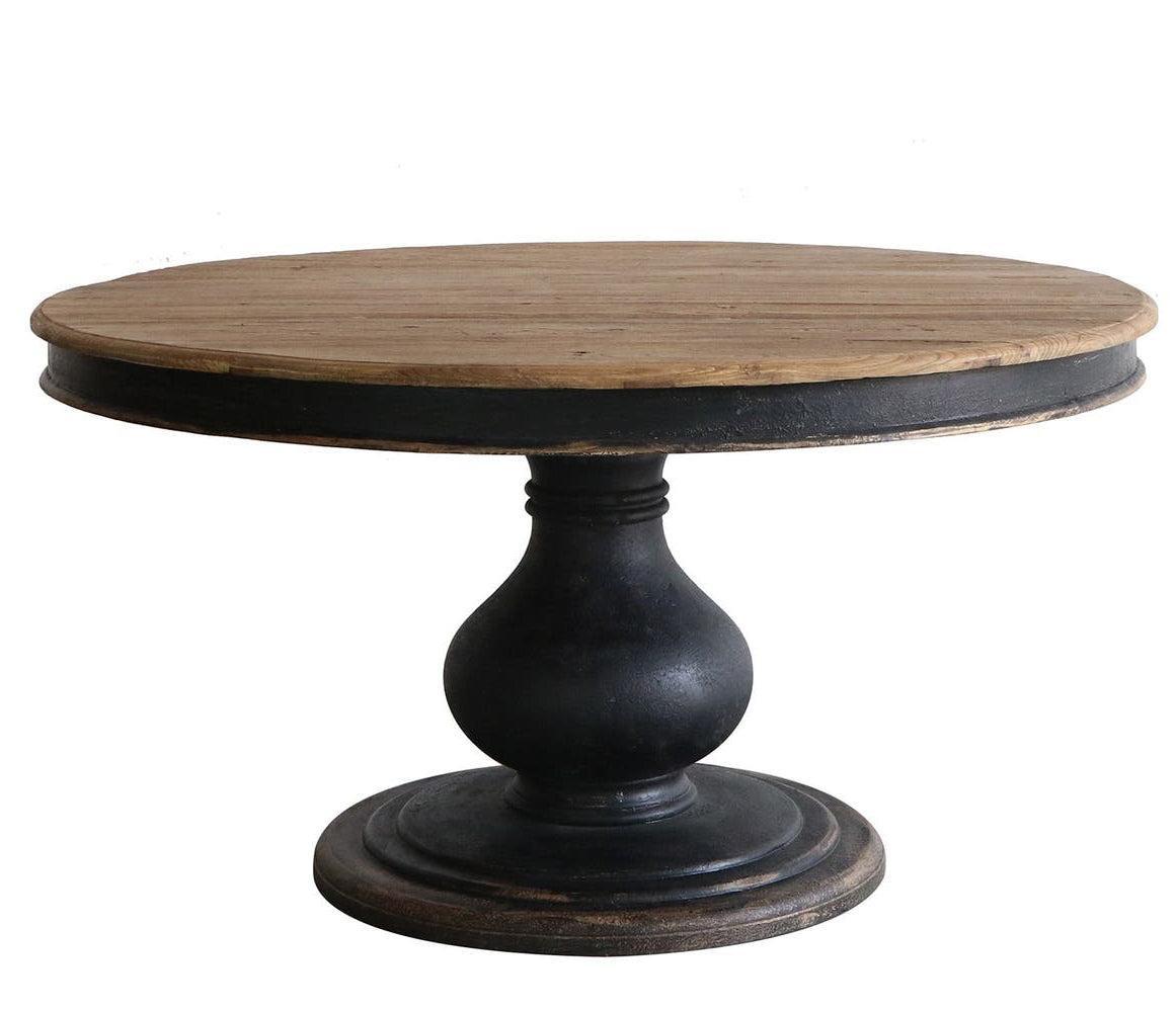 Vidalia Natural Top with Black Pedestal Base 59" Dining Table-Dining Table-tbgypsysoul