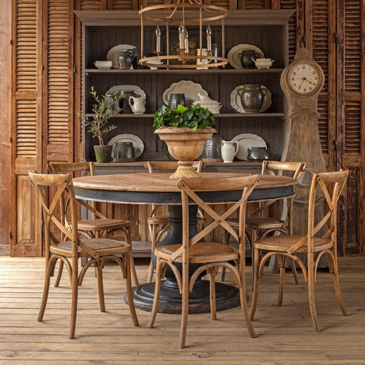 Vidalia Natural Top with Black Pedestal Base 59" Dining Table-Dining Table-tbgypsysoul