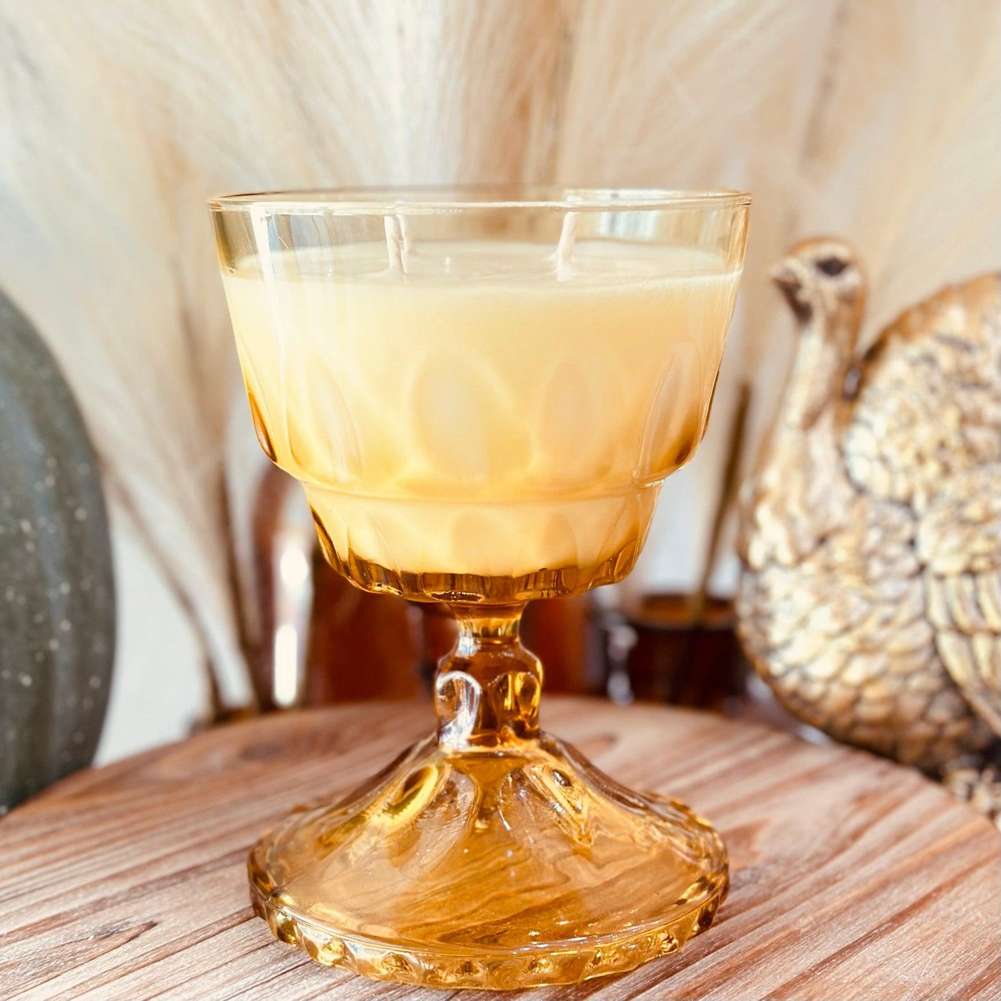 Vintage Amber Gold Goblet - Forged Fall-Vintage Glass Candles-tbgypsysoul