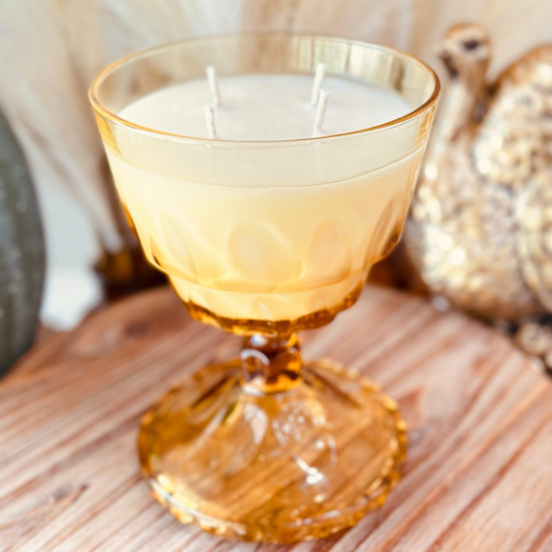 Vintage Amber Gold Goblet - Forged Fall-Vintage Glass Candles-tbgypsysoul