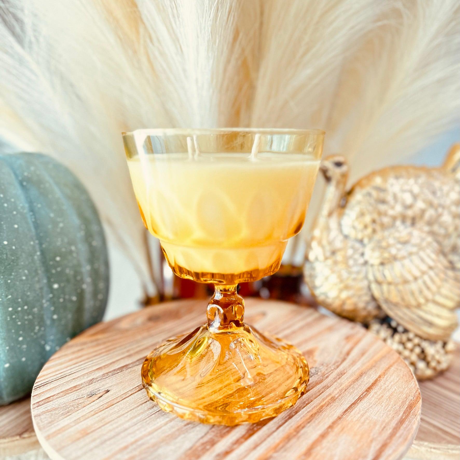 Vintage Amber Gold Goblet - Forged Fall-Vintage Glass Candles-tbgypsysoul