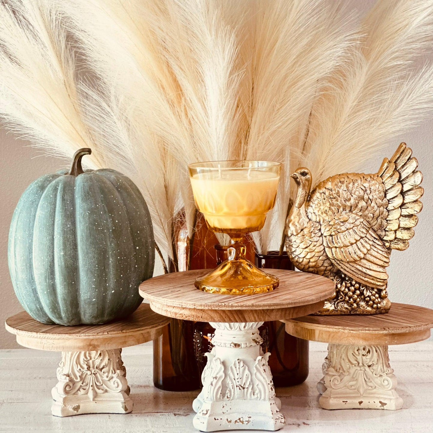 Vintage Amber Gold Goblet - Forged Fall-Vintage Glass Candles-tbgypsysoul