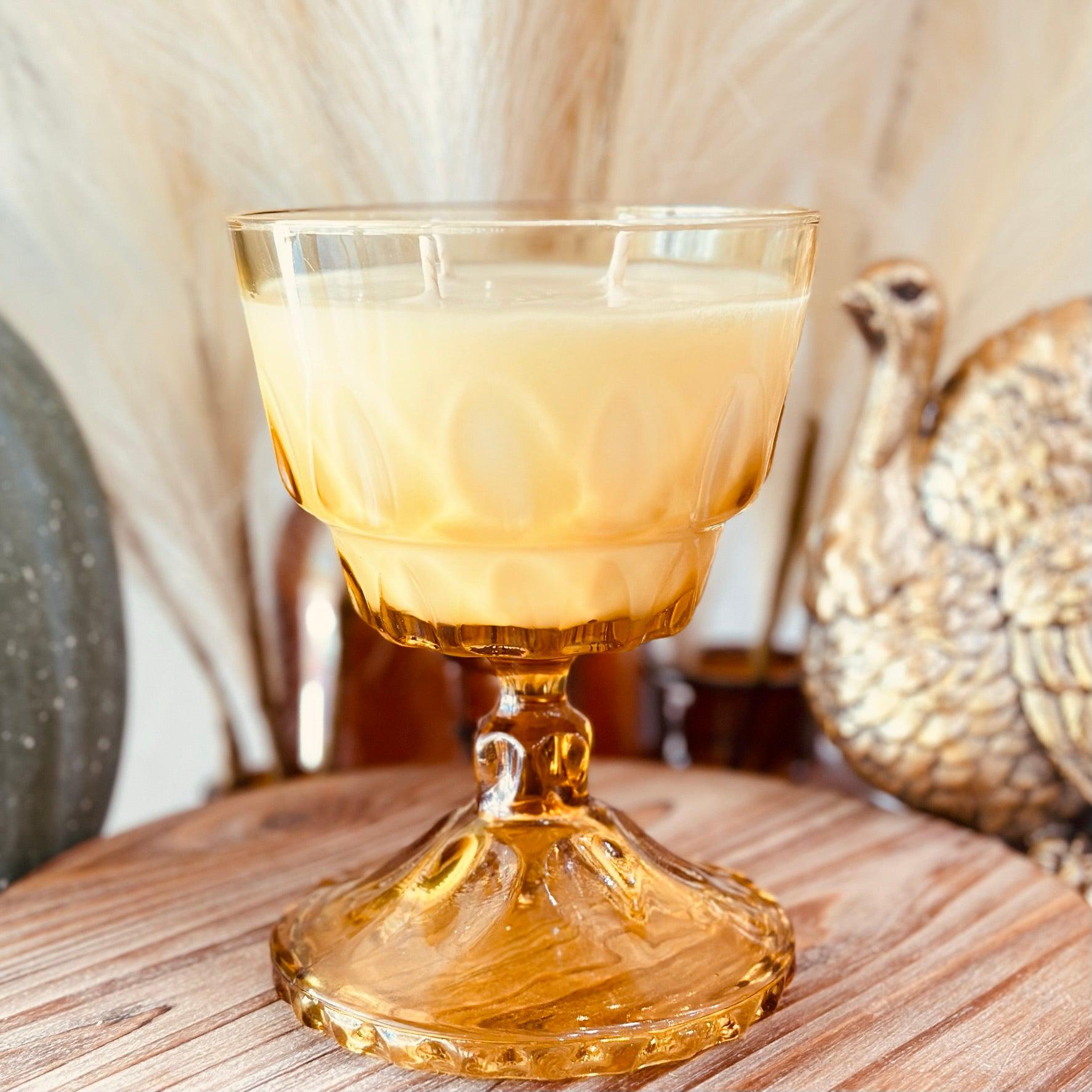Vintage Amber Gold Goblet - Forged Fall-Vintage Glass Candles-tbgypsysoul