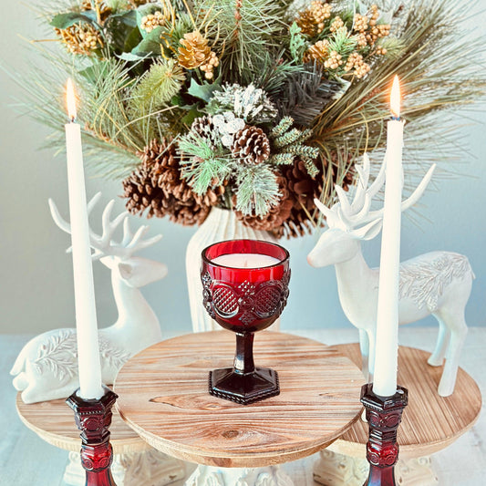 Vintage Avon Ruby Red Glass Goblet - Christmas Cabernet Soy Candle-Vintage Glass Candles-tbgypsysoul