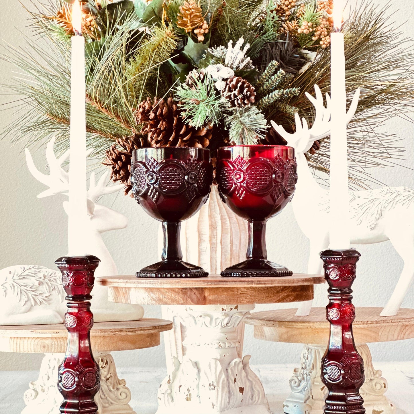 Vintage Avon Ruby Red Glass Goblet - Christmas Cabernet Soy Candle-Vintage Glass Candles-tbgypsysoul