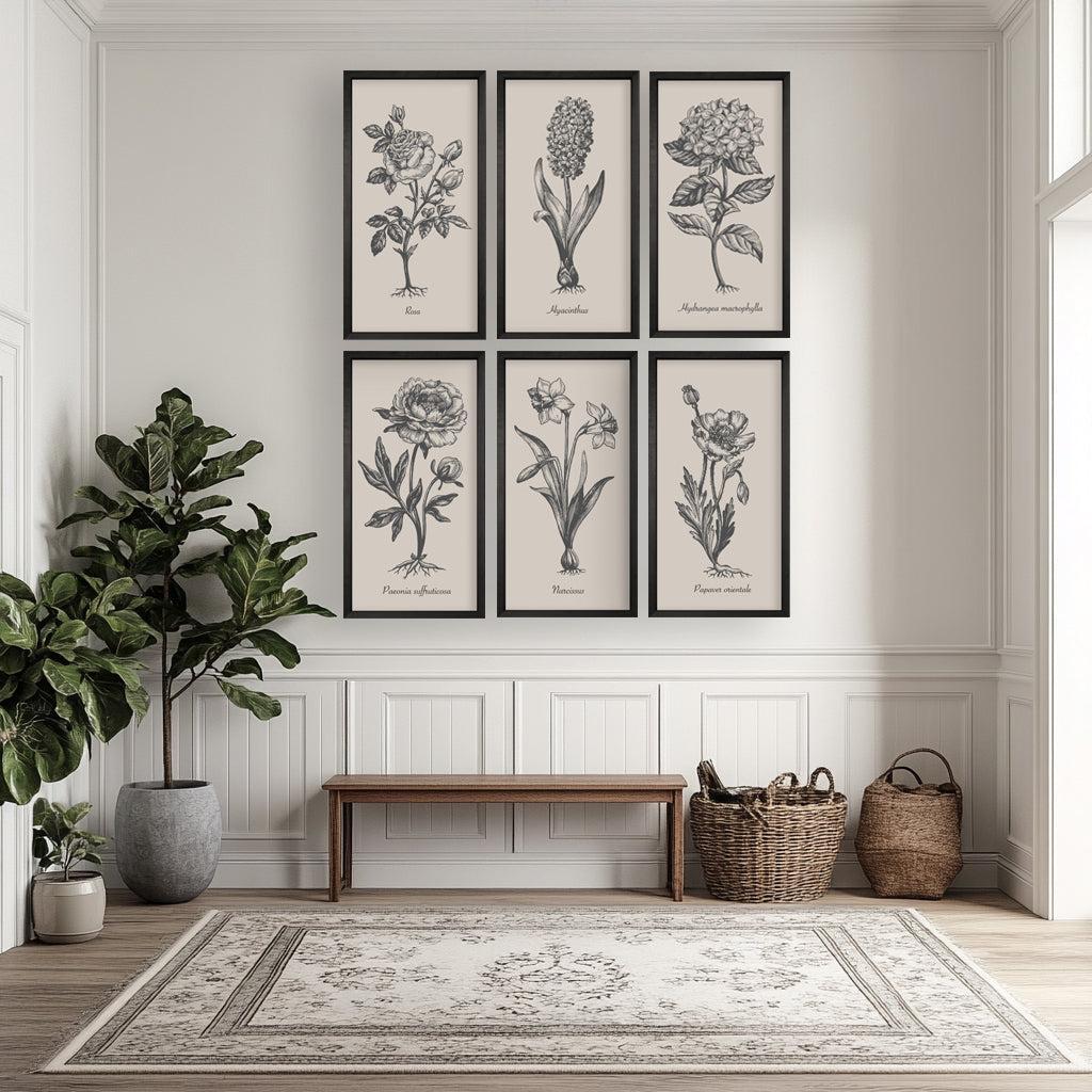 Vintage Botanicals – Set of 6 | Handmade Botanical Wall Art-Wall Art-tbgypsysoul