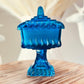 Vintage Cobalt Blue Glass Wedding Cake Box - Blue Christmas-Vintage Glass Candles-tbgypsysoul