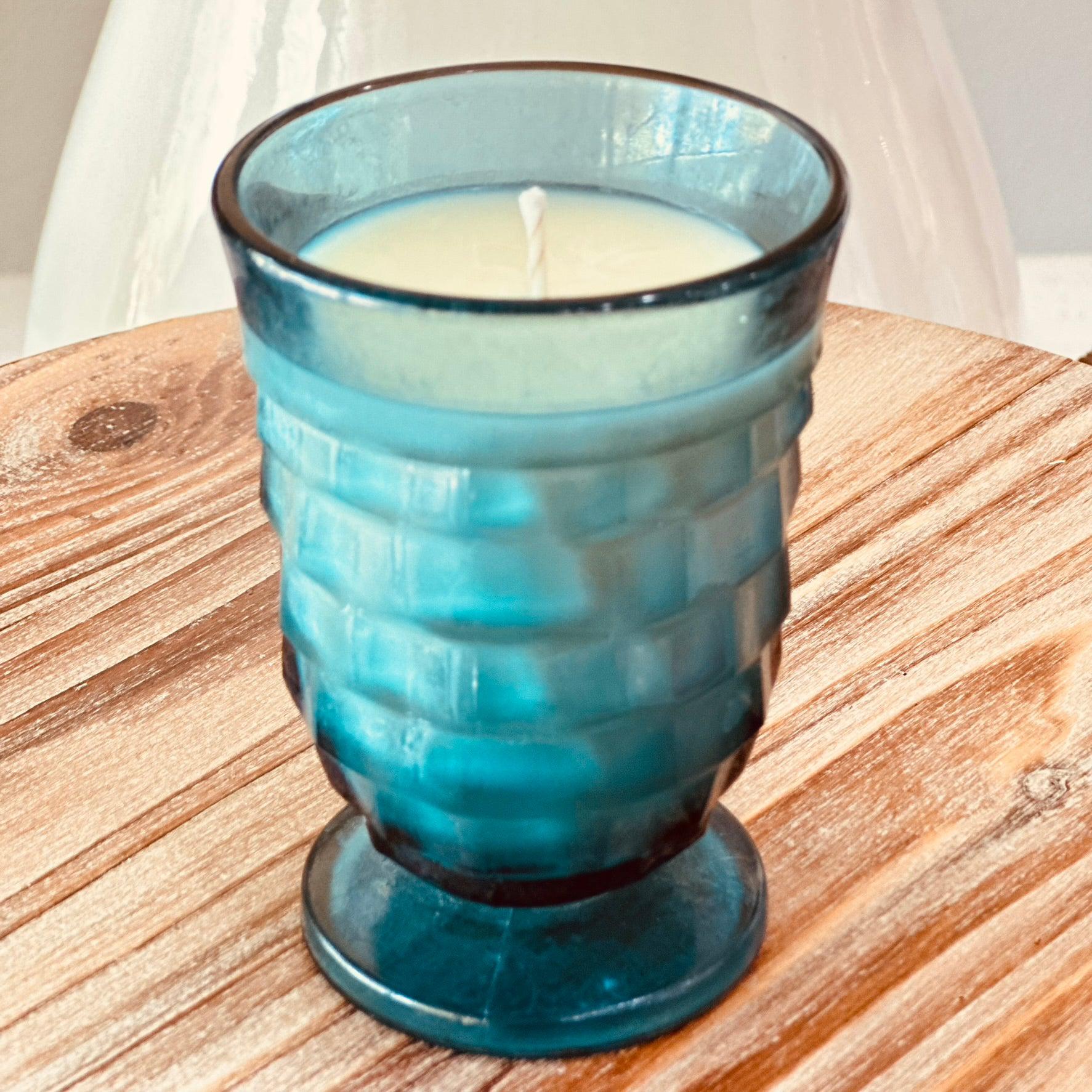 Vintage Colony Whitehall Blue Teal Glass - Winter Wassail Punch-Vintage Glass Candles-tbgypsysoul