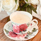 Vintage English Rose Cup & Saucer - Southern Amaretto Soy Candle-Vintage Glass Candles-tbgypsysoul