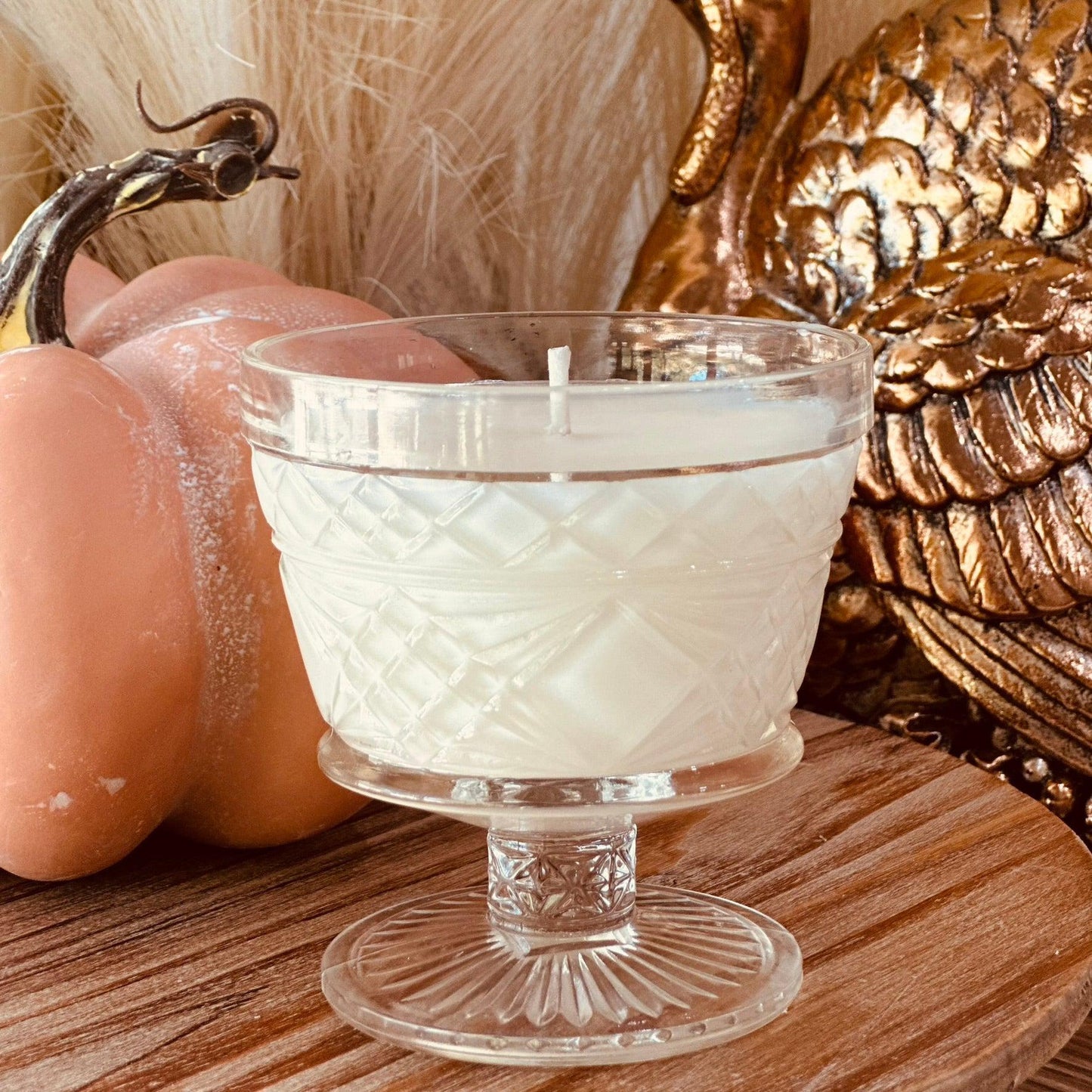 Vintage Hazel Atlas Clear Gothic Goblet - Southern Spiked Eggnog-Vintage Glass Candles-tbgypsysoul