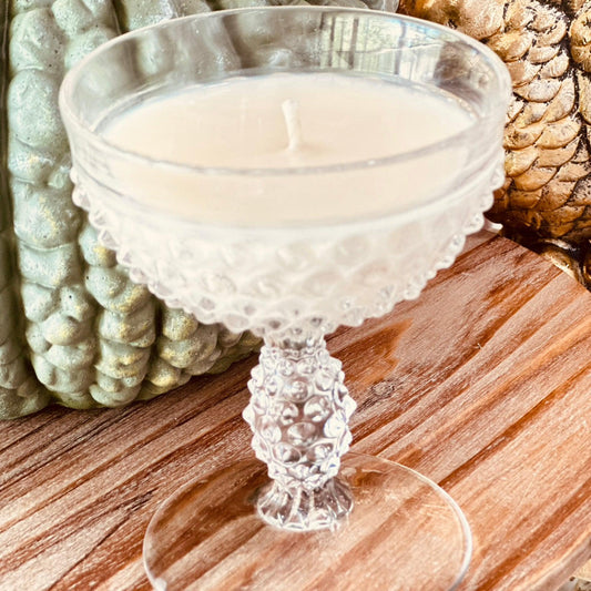 Vintage Hobnail Champagne Glass - Southern Amaretto-Vintage Glass Candles-tbgypsysoul