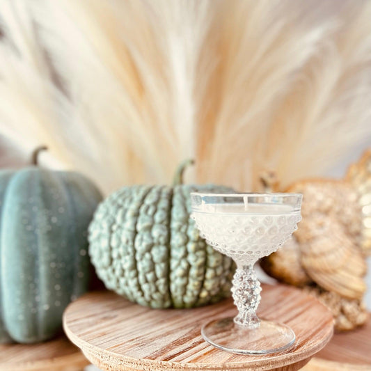 Vintage Hobnail Champagne Glass - Southern Amaretto-Vintage Glass Candles-tbgypsysoul