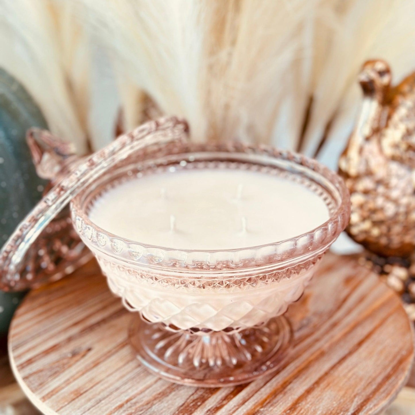 Vintage Pink Wexford Candy Dish - Southern Amaretto-Vintage Glass Candles-tbgypsysoul