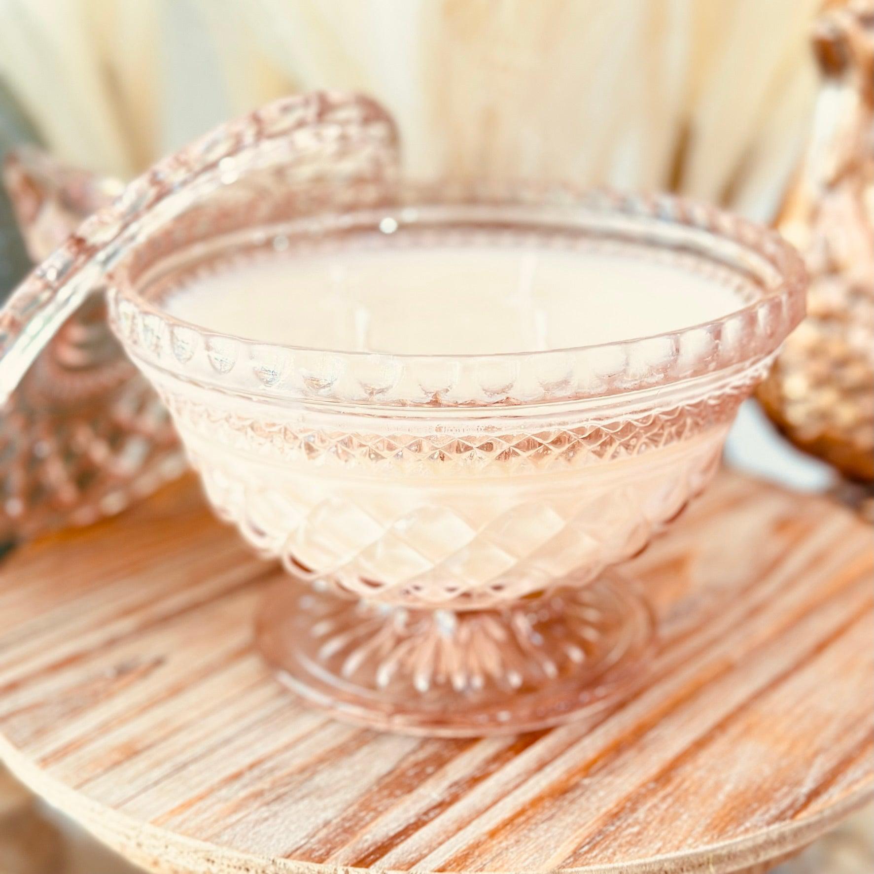 Vintage Pink Wexford Candy Dish - Southern Amaretto-Vintage Glass Candles-tbgypsysoul
