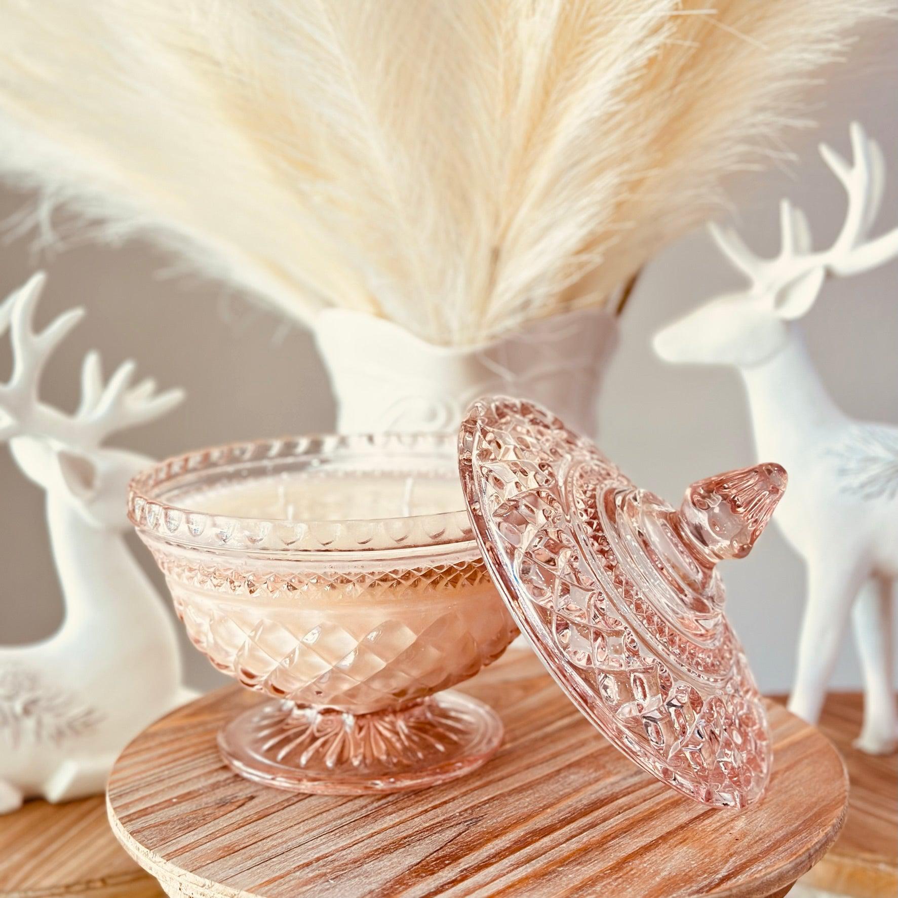 Vintage Pink Wexford Candy Dish - Southern Amaretto-Vintage Glass Candles-tbgypsysoul