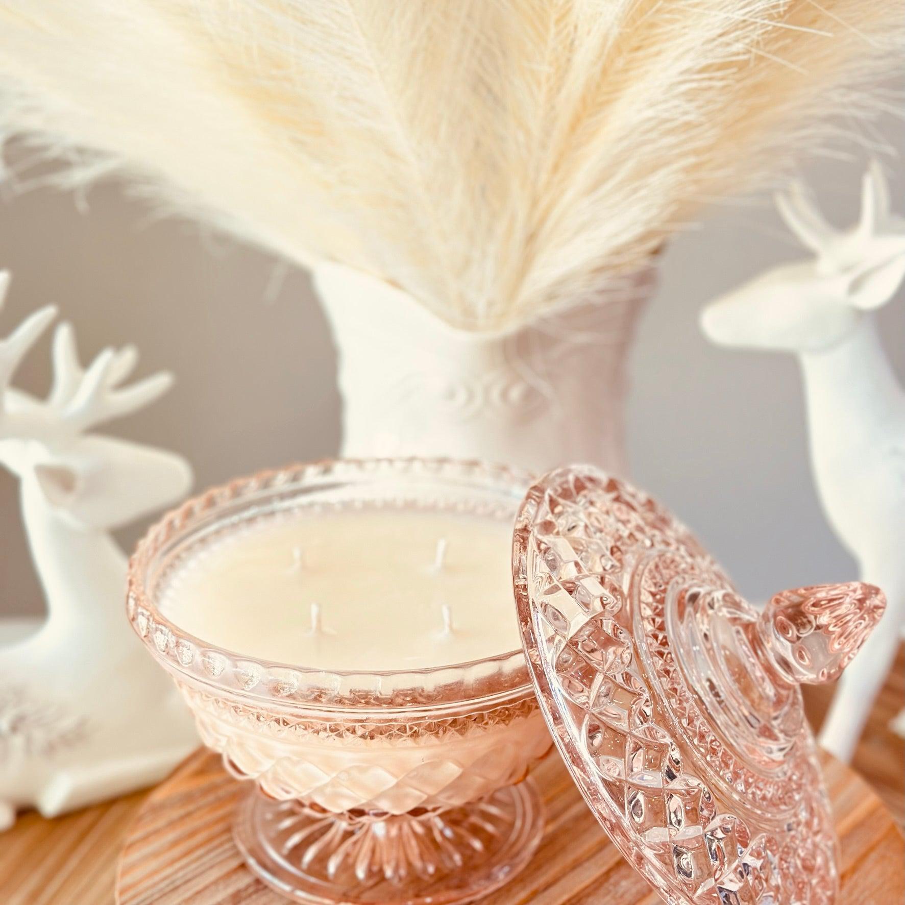 Vintage Pink Wexford Candy Dish - Southern Amaretto-Vintage Glass Candles-tbgypsysoul