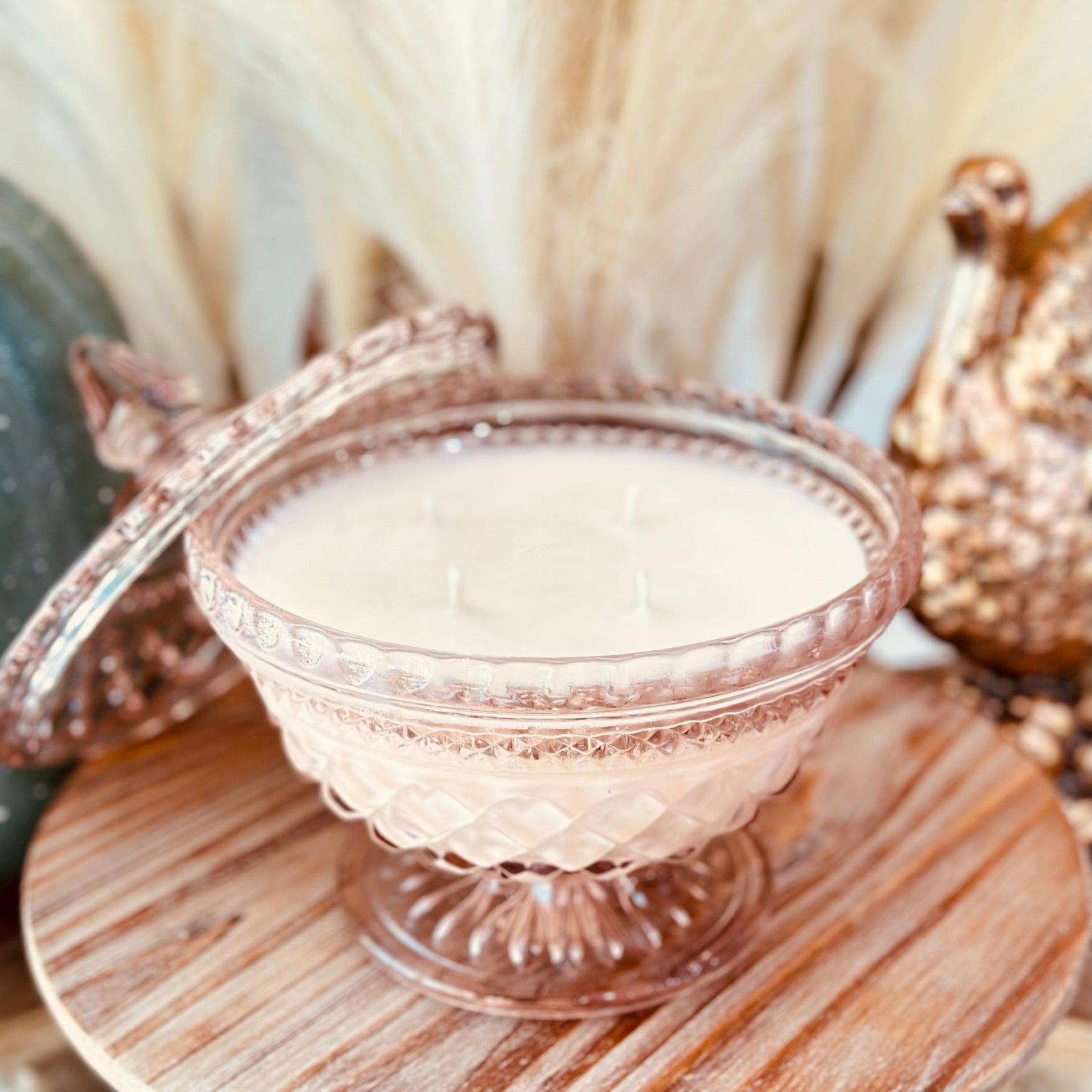 Vintage Pink Wexford Candy Dish - Southern Amaretto-Vintage Glass Candles-tbgypsysoul