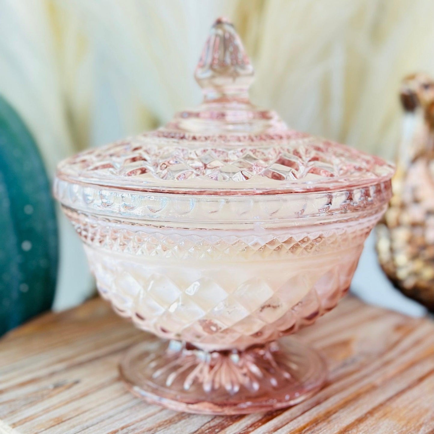 Vintage Pink Wexford Candy Dish - Southern Amaretto-Vintage Glass Candles-tbgypsysoul