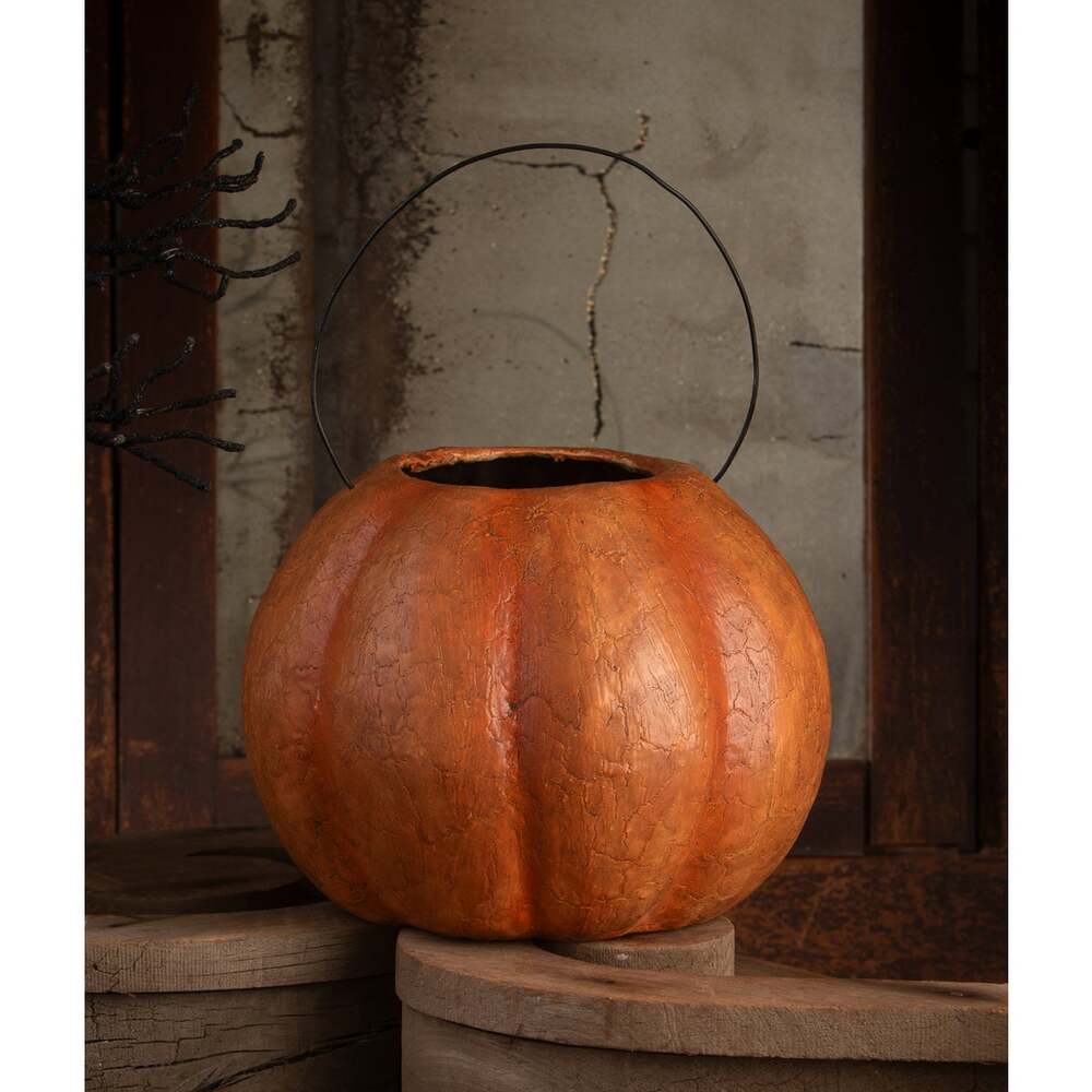 Vintage Pumpkin Bucket Large by Bethany Lowe Designs-Figurines-tbgypsysoul