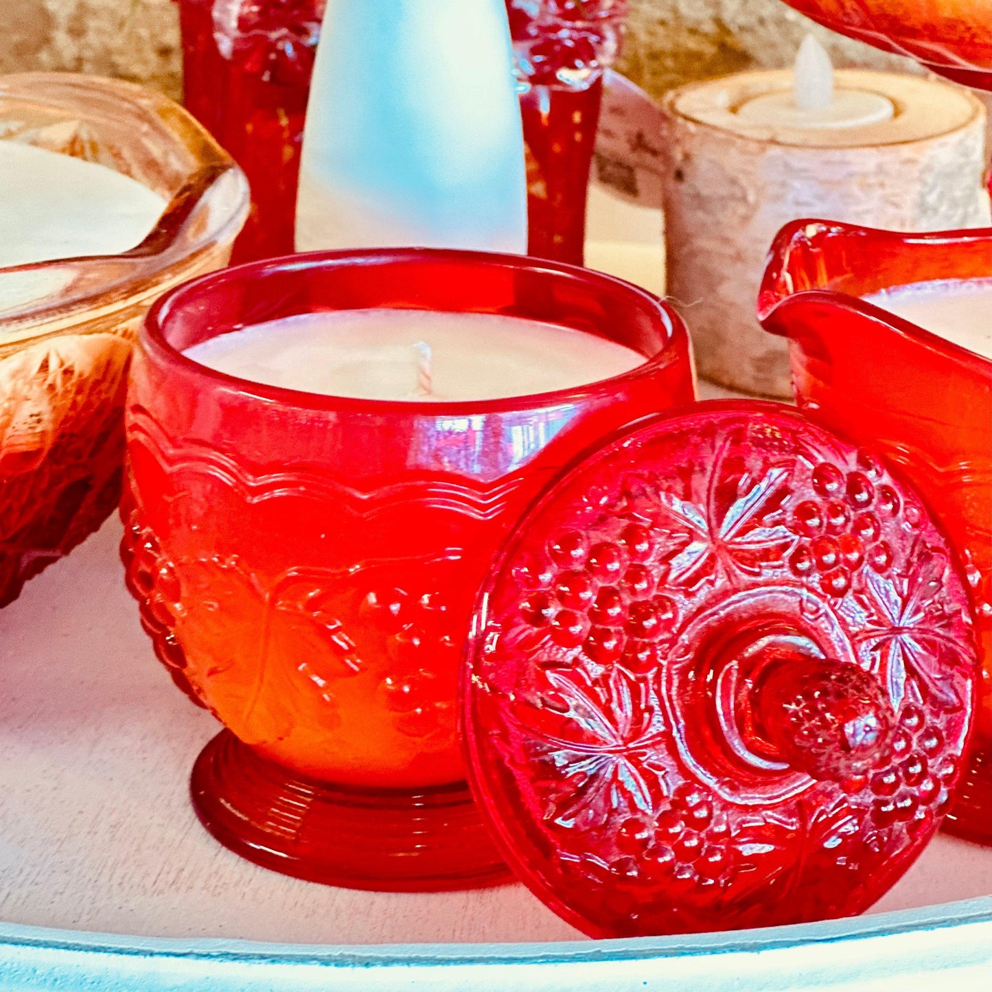 Vintage Red Concord Grape Imperial Glass - A Sunday Kind of Love Soy Candle-Vintage Glass Candles-tbgypsysoul
