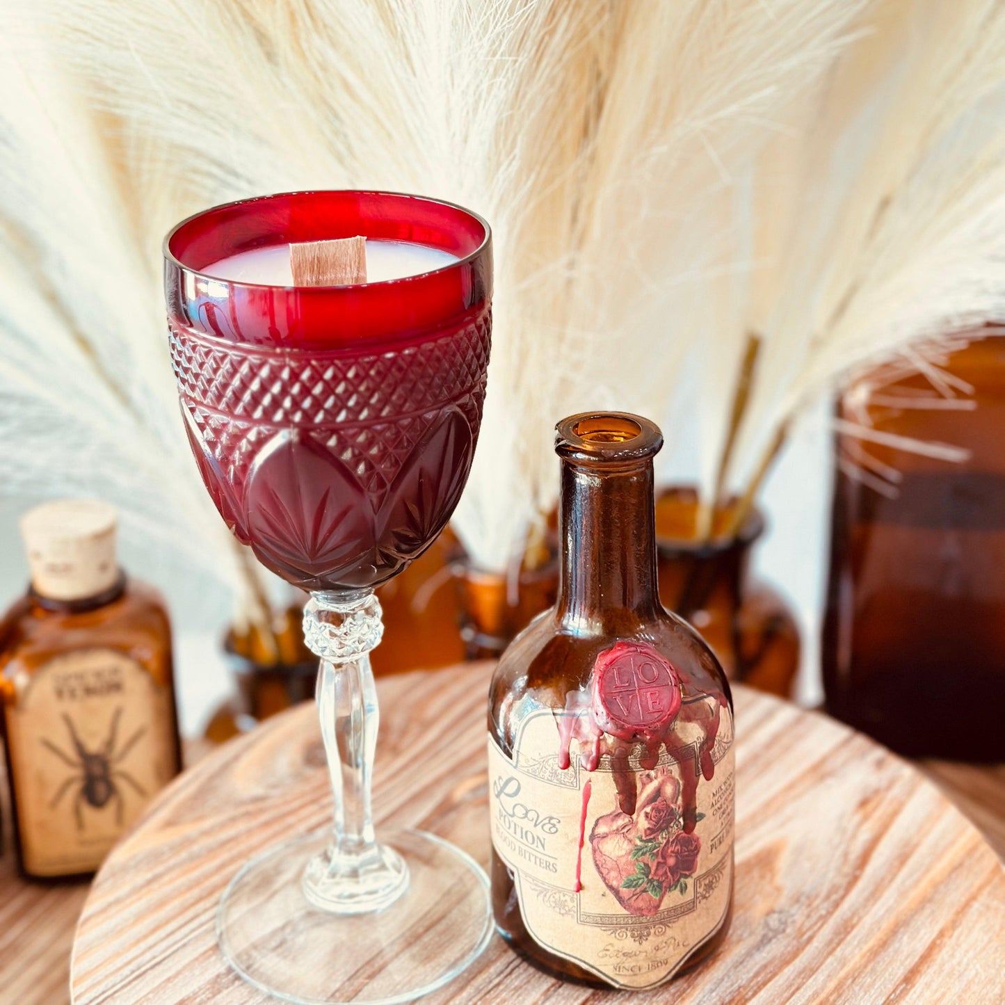 Vintage Red Glass Goblet - Blood Moon-Vintage Glass Candles-tbgypsysoul