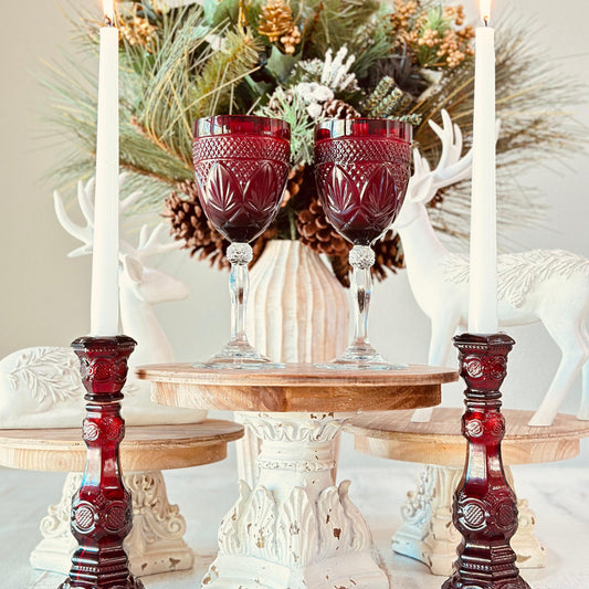 Vintage Red Glass Goblet - Christmas Cabernet Soy Candle-Vintage Glass Candles-tbgypsysoul