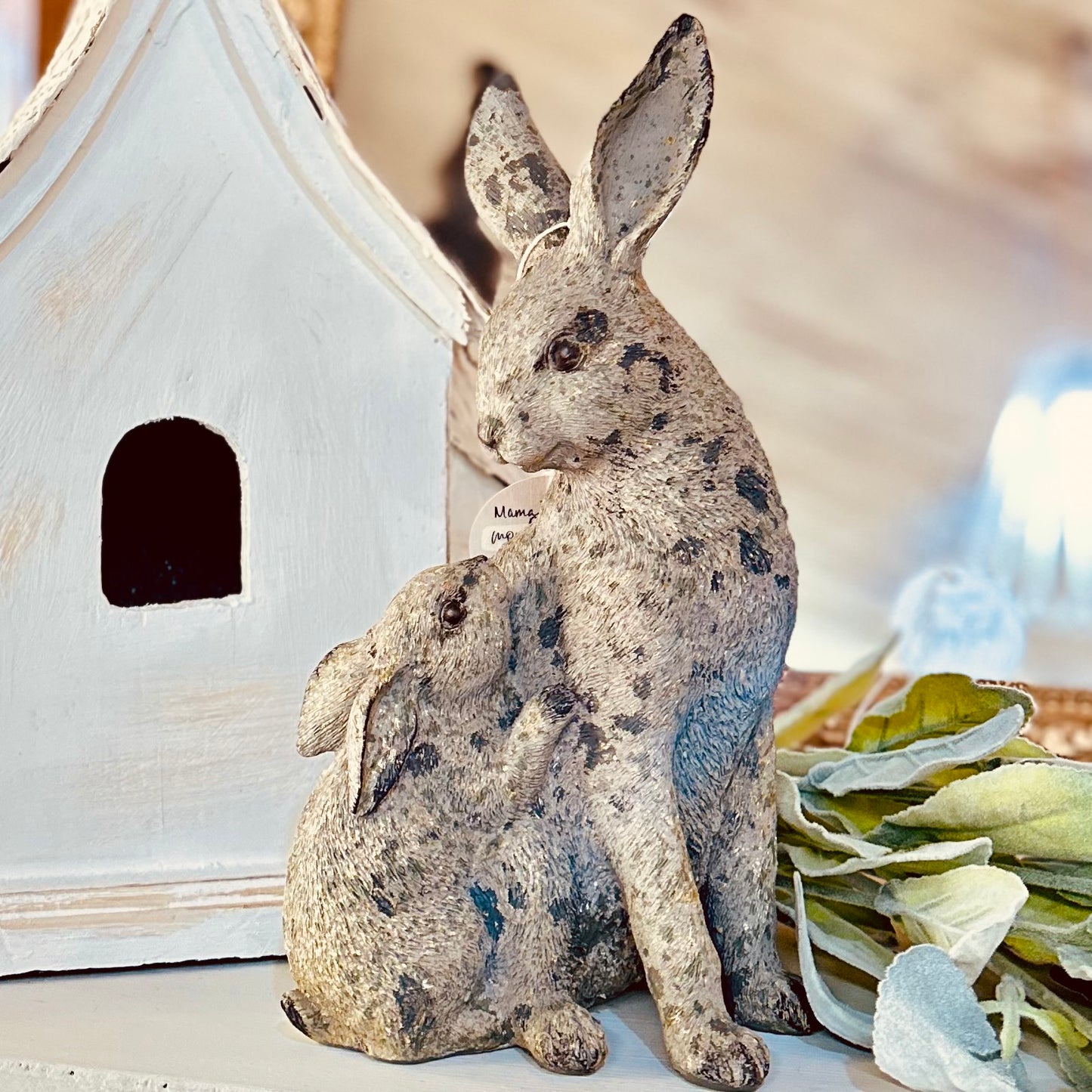 Weathered Cement Mama & Baby Bunny-Easter Home Decor-tbgypsysoul