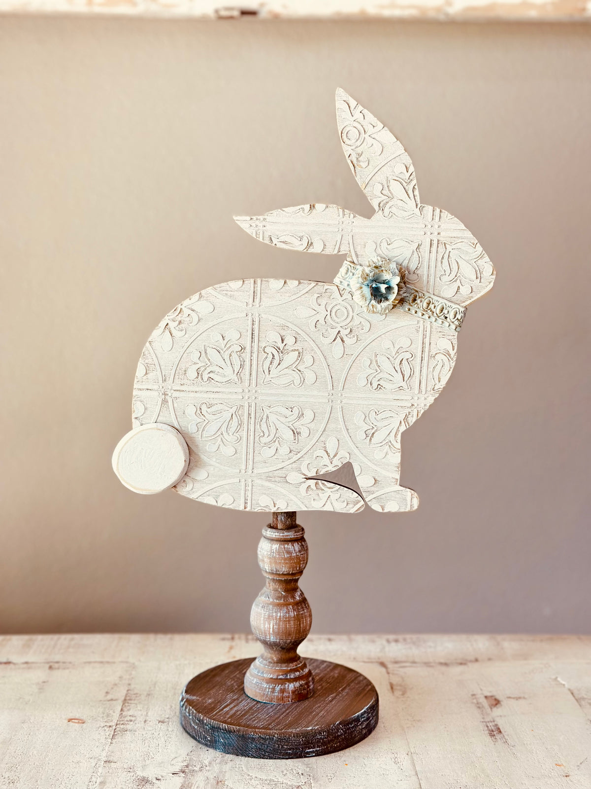 White Bunny Topper - Easter Decor-tbgypsysoul