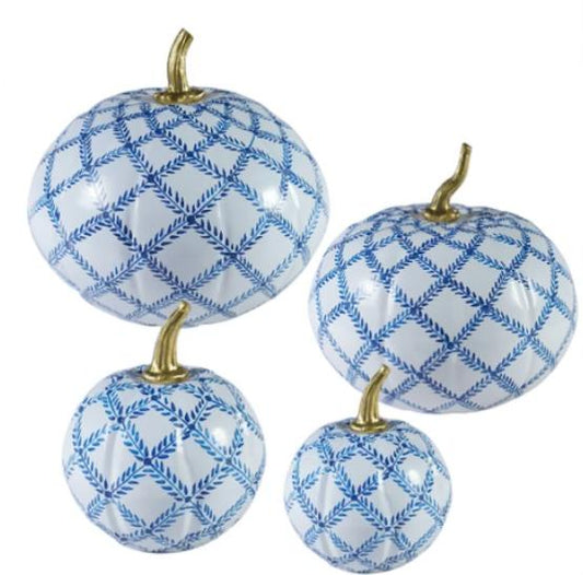 White Pumpkin with Blue Trellis-Shop-tbgypsysoul