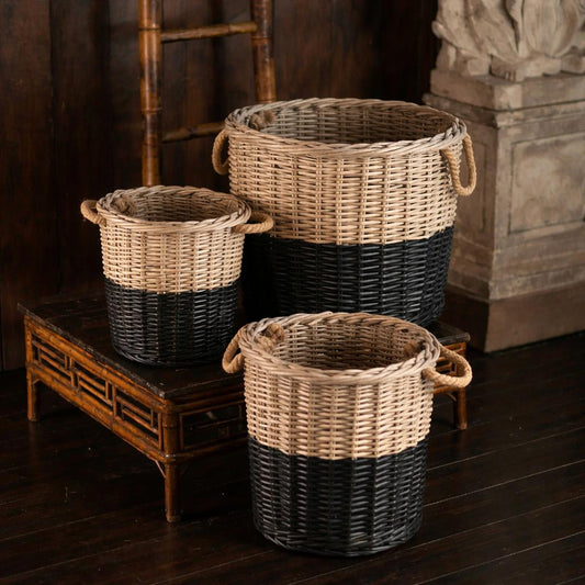 Willow Dipped Black Basket Set-Baskets-tbgypsysoul