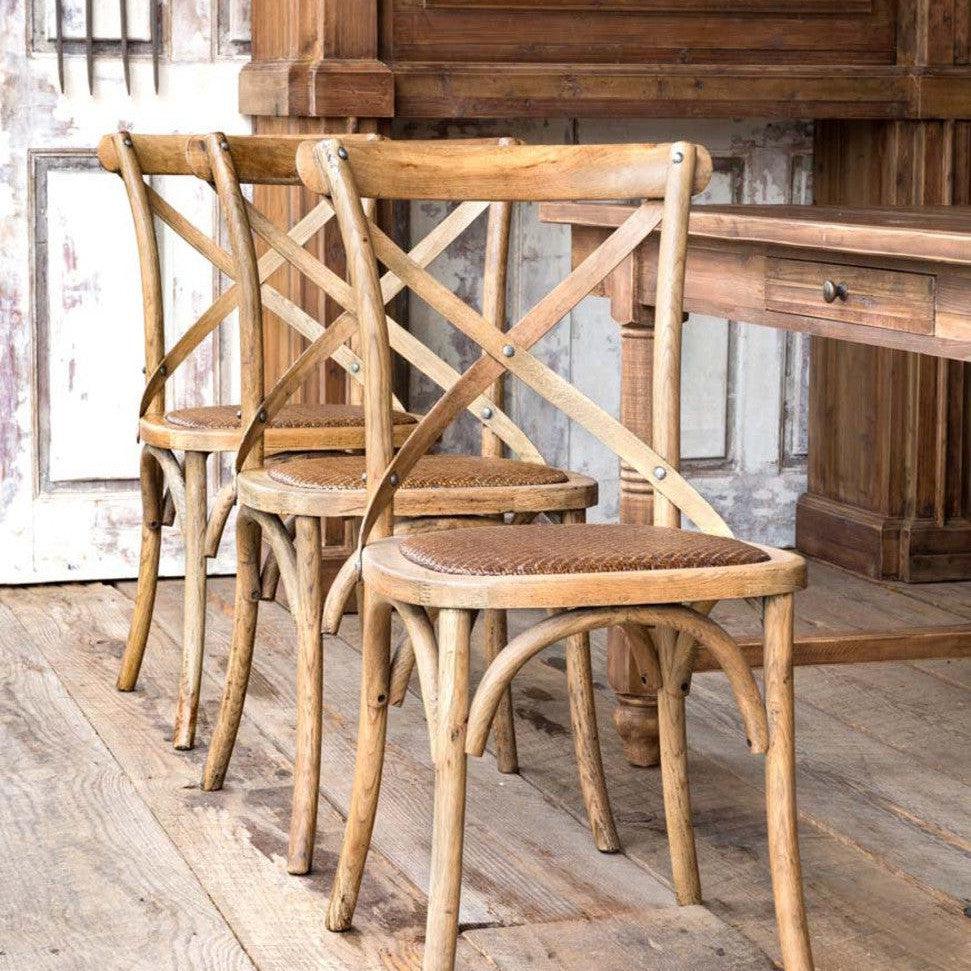 Wooden Cross Back Chair - Set of 2 Chairs-Dining Chair-tbgypsysoul