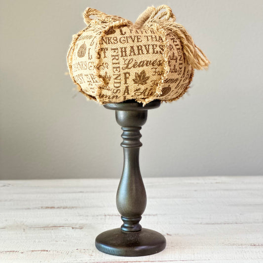 Words of Thanksgiving Burlap Pumpkin-Decorative Pumpkins-tbgypsysoul